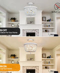 White Wood Bead Boho Chandelier Three Light Semi Flush Mount Ceiling Light for nursery and kids rooms in living room setting