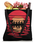 Paddler Tote Bag For Dragonboating Gear And Race Day, black tote with dragon boat silhouette against sunset, groceries inside