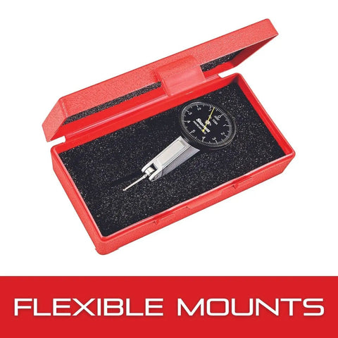 Dial Test Indicator With Dovetail Mounts And Case For Pro Grade Precision Black Face 0 To 0.010 Inch Range 0.0001 Inch Graduation