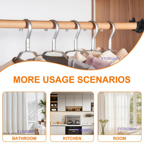 Stainless Steel Wardrobe And Shower Curtain Rod Bracket Set, U Shaped Open Socket Ends, 1 Inch Pole End Supports Flange, Heavy Duty Build, No Fuss Install, Durable Four Pack For Home Or Office Use on closet rod with clothes