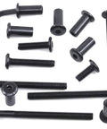85 Piece M6 Hex Socket Cap Bolts And Barrel Nuts Set With 7 Sizes 16 25 35 45 55 65 75mm Includes 42 Bolts 42 Nuts And Hex Key Built For Belt Buckles Leather Furniture Crib And Binding Posts displayed