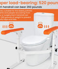 Heavy Duty Toilet Safety Rails For Elderly Free Standing Frame With Adjustable Height And Width Universal Toilet Safety Frame With Arms Supports Up To 520 Lbs Handicap Bathroom Safety Aid For Home Use