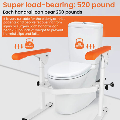 Heavy Duty Toilet Safety Rails For Elderly Free Standing Frame With Adjustable Height And Width Universal Toilet Safety Frame With Arms Supports Up To 520 Lbs Handicap Bathroom Safety Aid For Home Use