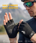 Cyclist wearing Dope Bike Gloves For Men And Women With Anti Slip Shock Absorbing Pad Breathable Lycra Mesh Back