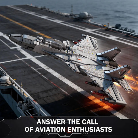 J-15 Fighter Jet Building Set For Adults And Hobbyists, Ultra Detailed Model Aircraft Kit displayed on aircraft carrier