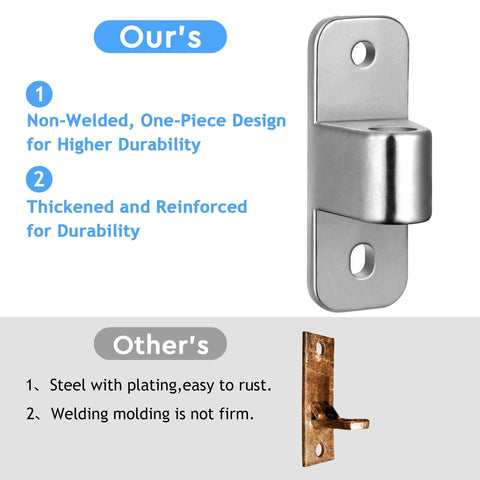 Comparison of Heavy-Duty 304 Stainless Steel Gate Hinges Kit with non-welded, one-piece design next to inferior rusty option.