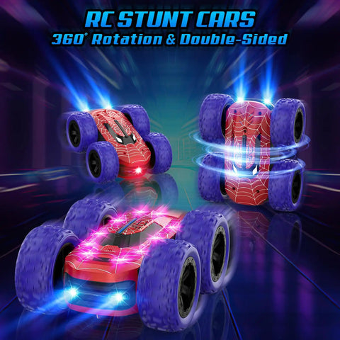 Epic Dual Sided Remote Control Car for Kids LED Lights 4WD Stunt Vehicle 360 Degree Flips 2.4GHz Telemetry Rechargeable Toy