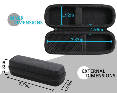 Built Tough Carry All Case Designed For 4V Cordless Screwdriver Kickass Shockproof Cover with internal and external dimensions shown.