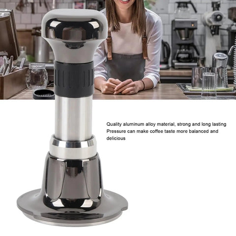 Premium Aluminum Alloy Coffee Tamper With Constant Force Hand Press, 2.3 inch ergonomic tool for evenly packed espresso grounds.
