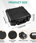 Carrying case for All In One Hydraulic Pressure Test Kit with secure lock and dimensions 12.99in x 12.2in x 4.72in