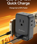 Black UK Travel Power Adapter Type G with 4 outlets and 3 USB ports USB C 7 in 1 International Travel Plug Converter charging a device