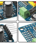 Close-up views of PCA9685 16 Channel 12 Bit PWM Servo Driver Board With I2C Interface For Raspberry Pi And Microcontrollers.