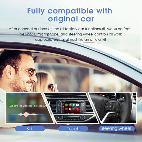 Toyota Wireless CarPlay Android Auto Adapter With Entune 2.0 Upgrade, OEM Screen Retrofit Kit For Corolla Tacoma Camry Avalon Prius Sienna product overview in car.