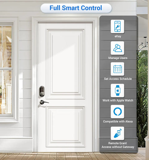 Heavy Duty Fingerprint Smart Lock With Dual Lever Handles In Matte Black For Zero Hassle Keyless Entry And Full Smartphone App Control To Secure Your Place Without The Stress