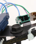 Close-up of GM Automatic Transmission Wiring Harness Kit for Cars and Trucks with color-coded connectors on metal bracket.