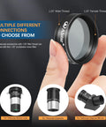 Moon Filter Kit For 1.25 Inch Telescope With Three Neutral Density Filters ND96-0.9 0.6 0.3 In Metal Cell, connection options