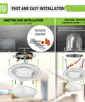 Fast installation guide for 4 Inch LED Flush Mount Ceiling Light Dope Bright Wet Rated Dimmable 650 Lumens with J-Box and recessed can options