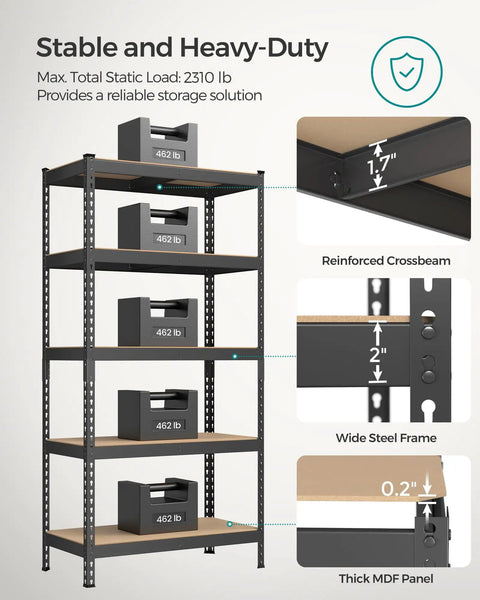 Rock Solid Steel Shelving Rack Set Of Two With Five Adjustable Levels Zero Fuss Boltless Setup Holds Heavy Loads Up To 462 Pounds Per Tier Built Tough Garage And Workshop Organizer