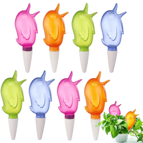 Colorful Eight Pack Self Watering Spikes For Plants With 60ml Bird Shape Automatic Watering Globes for Indoor Outdoor Hanging Gardens
