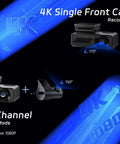 P1 Duo 4K Dash Cam Front And Rear With 64GB Card Included, Dual 4K Front And 1080P Rear Video, Wi Fi App Control, display modes