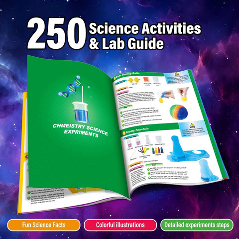 Open lab guide from 250 Plus Science Experiments Kit For Kids With Erupting Volcano Planet Bouncy Ball And Chemistry Scientist Set For Boys And Girls Gifts Ideas Birthday Christmas.