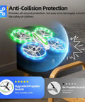Mini Drone For Kids Beginners Easy To Fly RC Quadcopter With Colorful LED Lights demonstrating anti-collision protection indoors