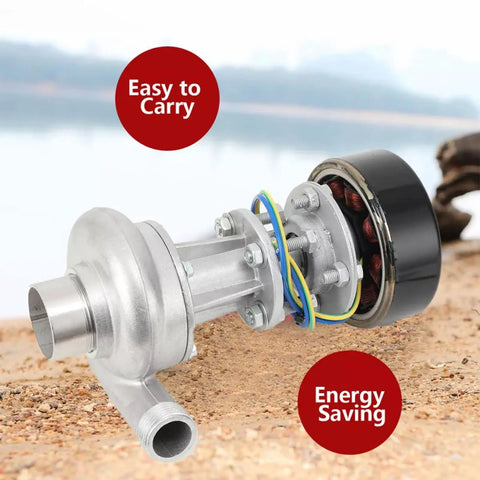 1000W Micro Hydro Turbine Generator For Home Use, Portable Water Power System with visible metal components on sandy surface