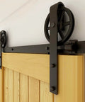 Heavy Duty Sliding Barn Door Hardware Kit With Big Spoke Wheel Hanger J Style 6 Feet Long Supports Up To 330 Lbs Built Tough Steel Track System Quiet Nylon Wheels Spring Damping Door Stoppers Fits 36 Inch Door Panel