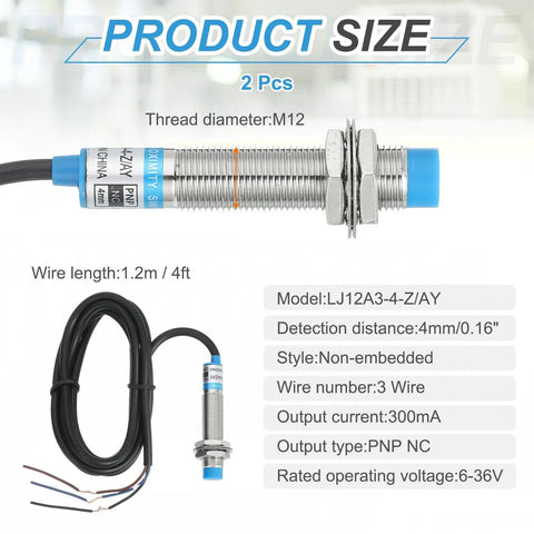 Go To Inductive Proximity Sensor PNP NC M12 DC 6-36V 300mA 4mm Sensing Distance 3 Wire Switch industrial detector image
