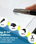 User cutting Top Shelf Clarity PET Plastic Sheets 3 Pack 24 By 36 Inches 0.04 Thick for DIY projects and shields.