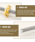 Close-up of Z Axis Upgrade Kit with 365mm T8 Lead Screw Brass Nut and Stainless Steel Rod for Ender 3 and Voxelab printers