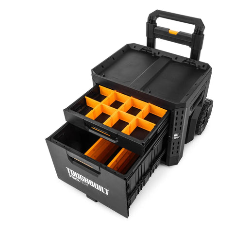 Heavy Duty Two Drawer Rolling Tool Hauler With Secure Padlock And 240 Pounds Capacity Nine Inch Smooth Rollers Keep Your Gear Locked Down Tight For Jobsite Crews Anywhere They Travel