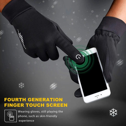 Winter Warm Touchscreen Gloves For Men And Women, Fleece Lined With Windproof, Splash Proof Exterior, using phone in cold weather