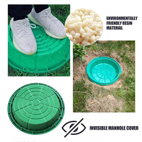 Heavy Duty Resin Manhole Cover With Frame For Lawn And Garden 90x90cm Weatherproof Drainage Solution placed in grass area