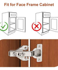 Premium Concealed No Sweat Easy Setup Soft Close Kitchen Cabinet Hinges For American Face Frame Doors showing installation fit.