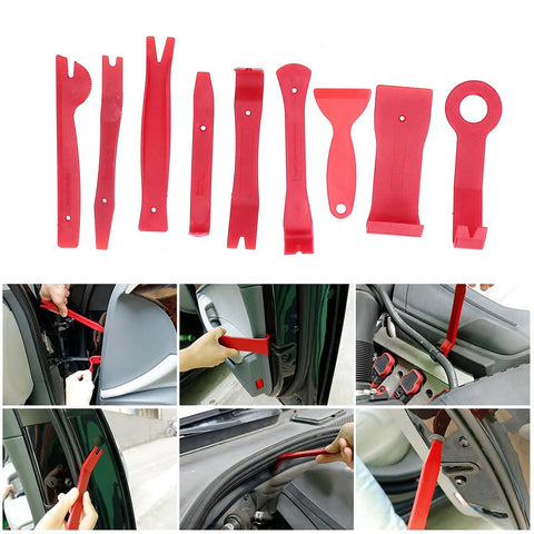 Pro Grade 38 Piece Panel Removal Tool Kit Flexible Non Marring Pry Tools for Automotive Marine Furniture and Aircraft, red tools