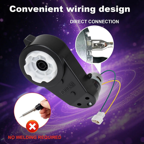 Two Pack 24V RS555 Upgrade Motor Gearbox Kit for Ride On Cars with wiring and no welding required