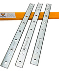 Three 12.5-inch replacement planer blades with plastic case, Two Sets Of Six 12.5 Inch Replacement Planer Blades For DeWalt DW734 Planer DW7342 2 Pack Double Edged High Speed Steel Reversible In Plastic Case M2 SKH51 W6Mo5Cr4V2 Hardness HRC 65 To 68