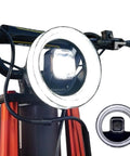 Ring Shaped Headlight With Built In Horn Control For Electric Bicycles, No Fuss Plug And Play Design, Easy Mounting With Designated Points