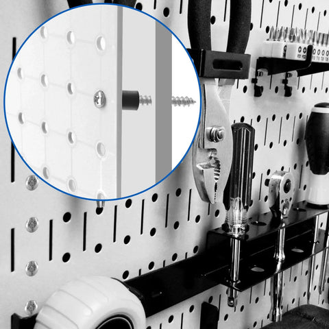 Pegboard Mounting Hardware Kit With 72 Pieces 24 Sets Of Screws Spacers And Washers For One Quarter Inch And One Eighth Inch Pegboards