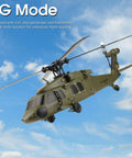 WLtoys K170 RC Helicopter 4CH 2.4GHz in flight showing 6-axis gyro feature for stability under clear blue sky