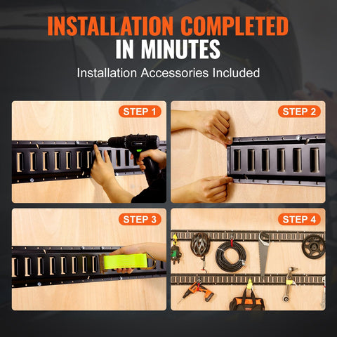 Installation steps for 5 Foot E Track Tie Down Rail Kit With 18 Pieces, Heavy Duty 2000 Lb Load Capacity For Cargo And Motors