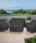 Waterproof 600D Rectangular Fire Pit Cover For 48 By 28 Inch Fire Tables All Season Ready Fadeproof Outdoor Deck Box Protector