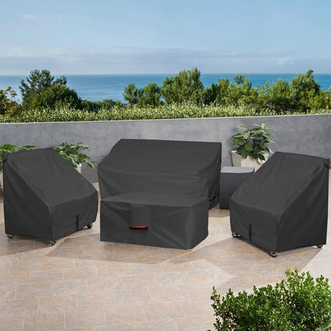Waterproof 600D Rectangular Fire Pit Cover For 48 By 28 Inch Fire Tables All Season Ready Fadeproof Outdoor Deck Box Protector
