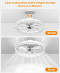 20 Inch Low Profile Fandelier With Integrated Light And Smart App Control, Modern Ceiling Fan With Remote, Six Speed Adjustments That Hit Different For Silent Operation And Total Vibe Upgrades, installation process, foldable design