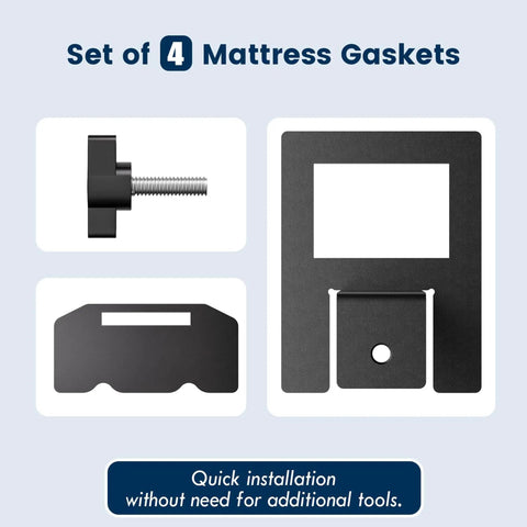 Set of 4 Heavy Duty Adjustable Anti Slip Mattress Grippers For Bed Frame, includes installation components.