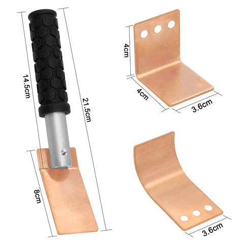 Copper Welding Spoon Set Of 3 Backer Paddles For MIG Welding 2mm Thick Copper Plate Flat Curved And 90 Degree Angles