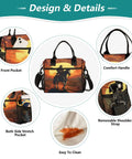 Desert Sunset Cowboy Skeleton Large Insulated Cooler Bag With Leakproof Design showing features like front pocket, strap, and handle.