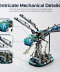 Dragonfly Mechanical Building Blocks Kit With 866 Pieces, insect mech model with movable wings on display base