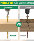 Comparison of Heavy Duty Outdoor Deck Screws 4 And A Half Inch 50 Pack Star Drive Wood Screws For Timber Log And Landscaping Projects Tough As Nails Rust Resistant Tan Size 14 X 4 And A Half Inches and standard screws, showing anti-cracking design.